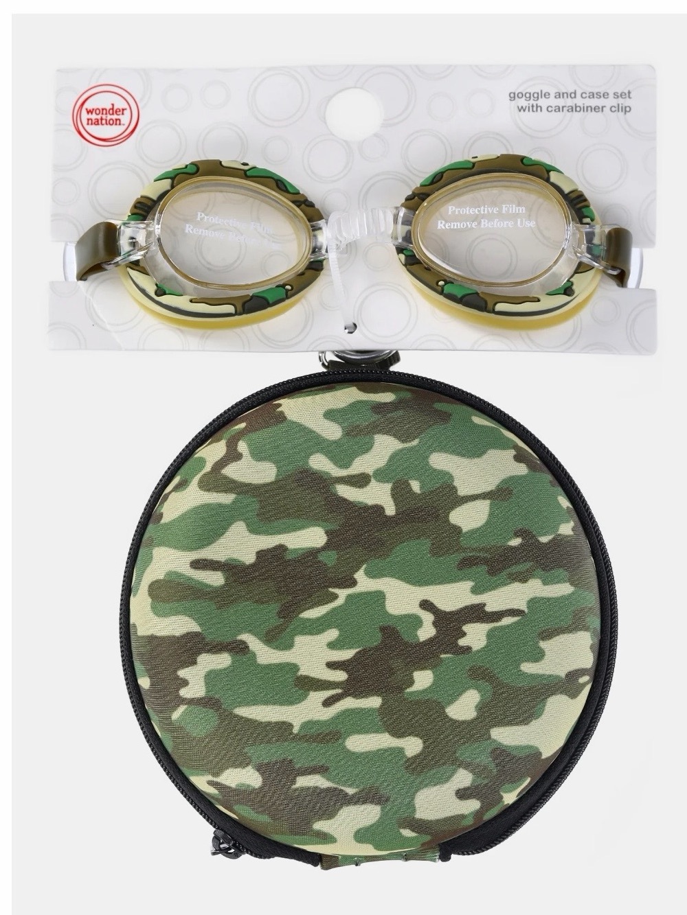 wonder nation Kids Camouflage Swim Goggles and Camo Case - Green